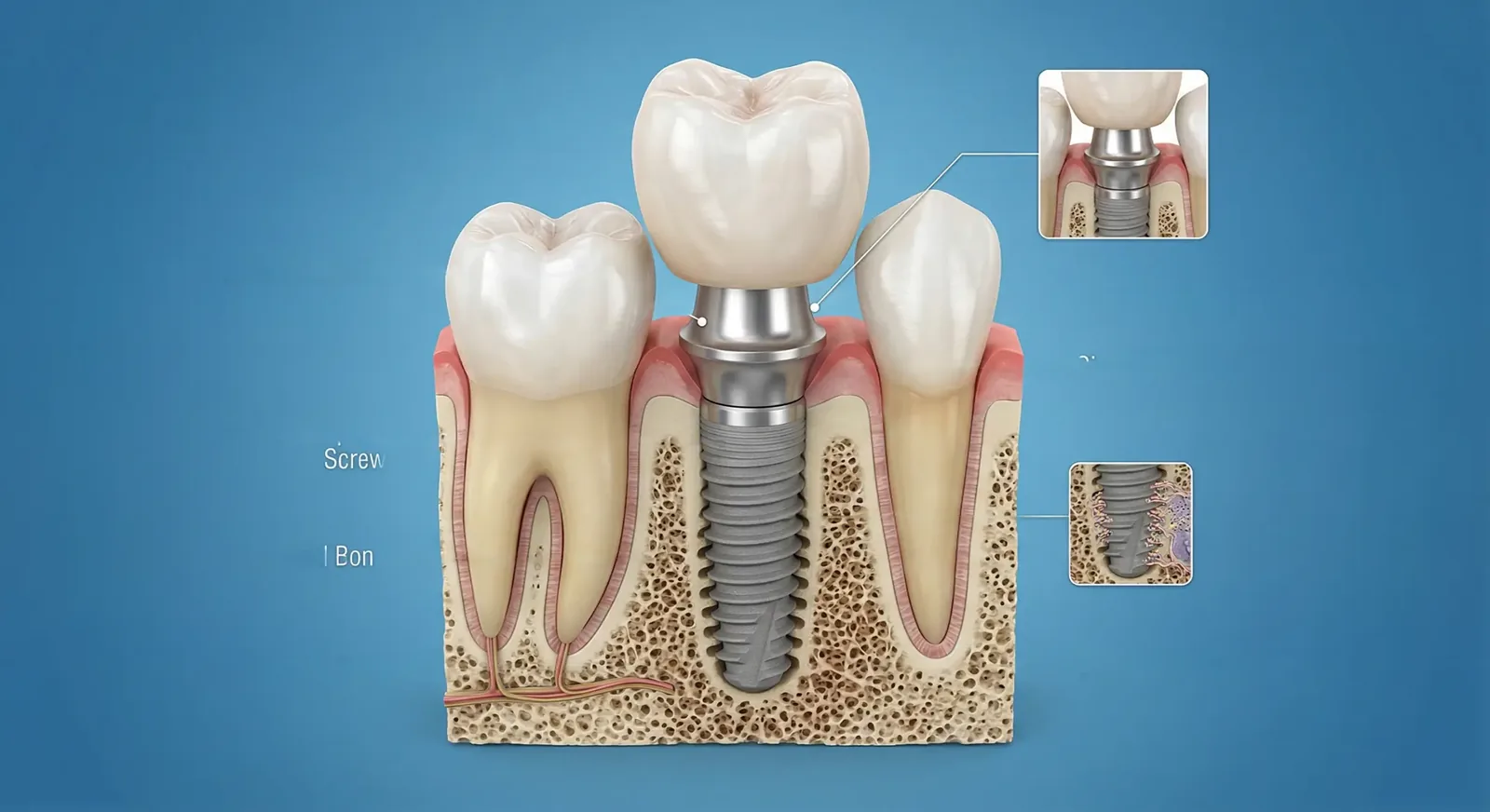 3D model showing All-on-4 full arch implant placement in the jaw