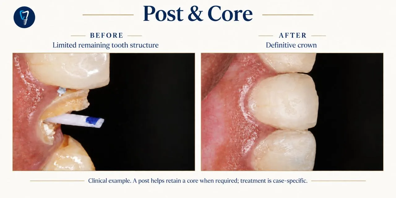 Post and core before a definitive crown on a tooth with limited remaining structure — Ravi's Dental Care Vizag